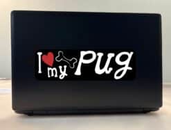 10in x 3in I Love My Pug Bumper Sticker Vinyl Dog Truck Window Pet Decal