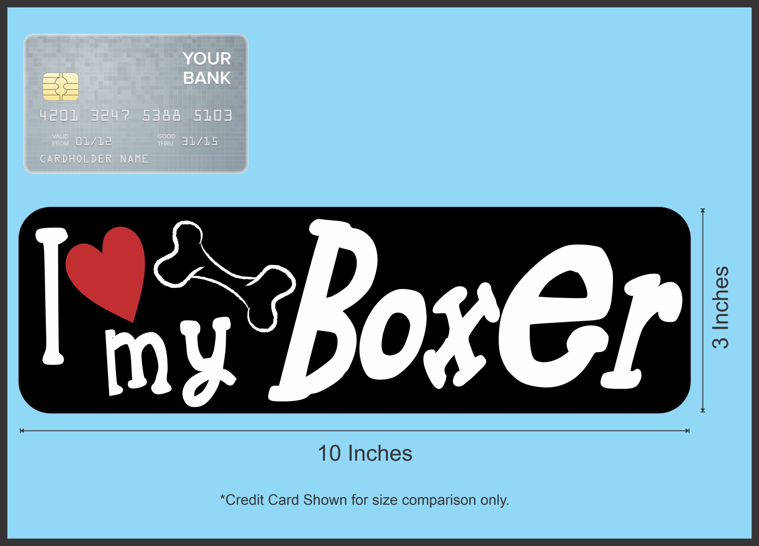10in x 3in I Love My Boxer Bumper Sticker Vinyl Dog Truck Window Decal