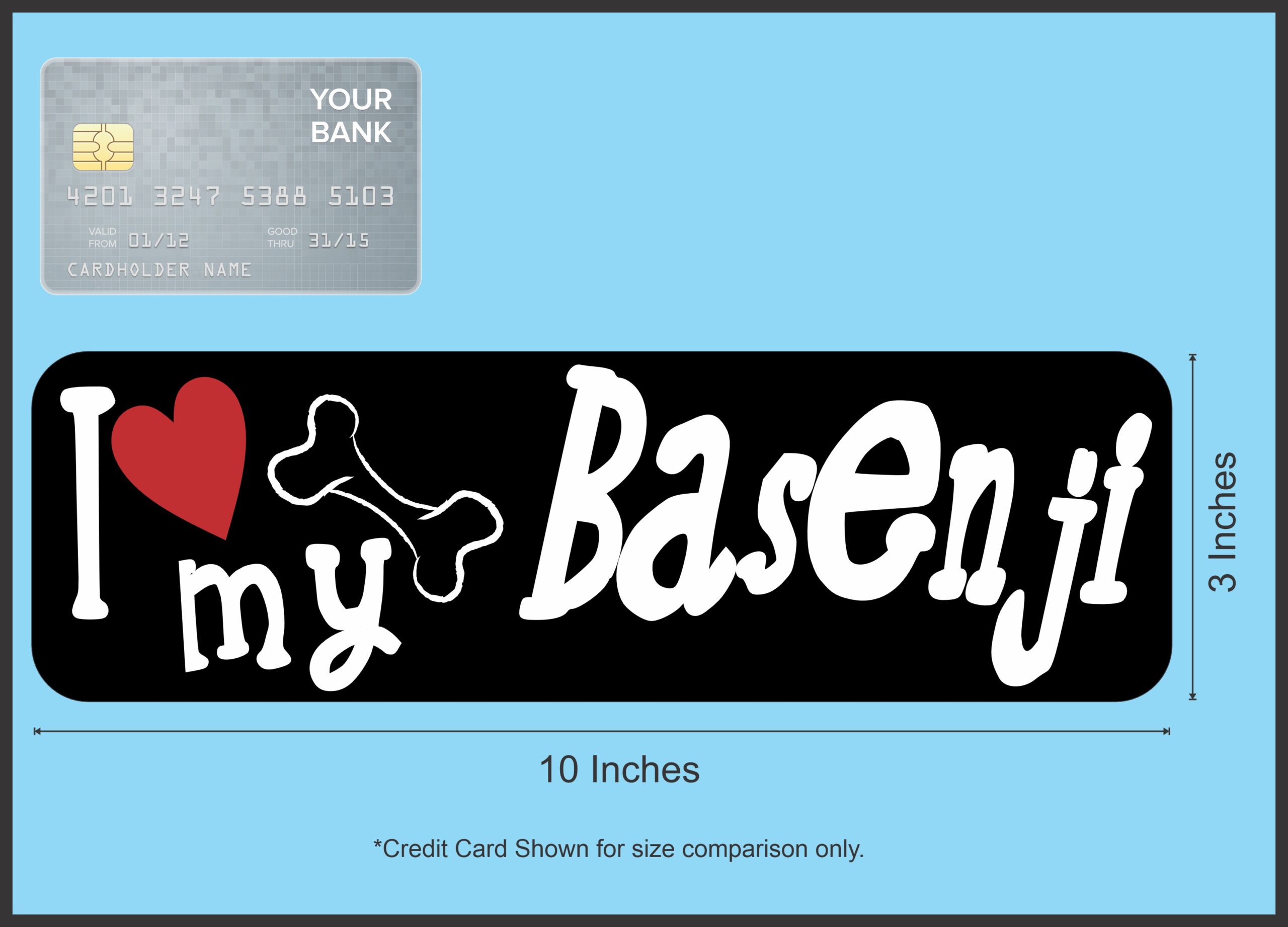 10in x 3in I Love My Basenji Bumper Sticker Vinyl Truck Window Dog Decal