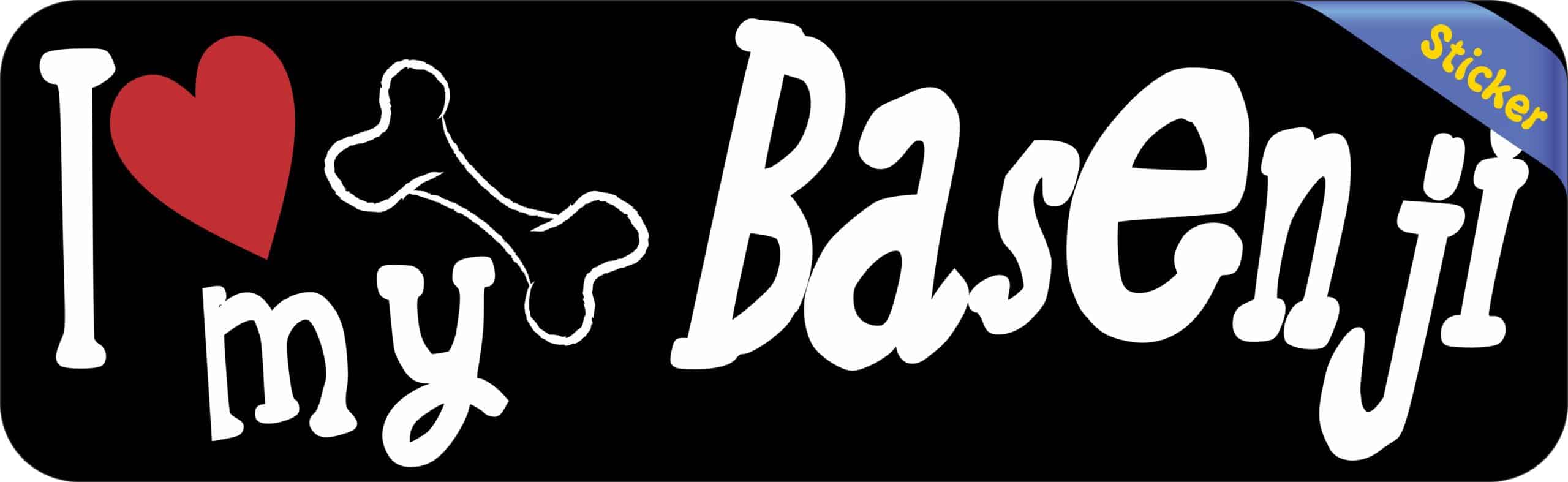 10in x 3in I Love My Basenji Bumper Sticker Vinyl Truck Window Dog Decal
