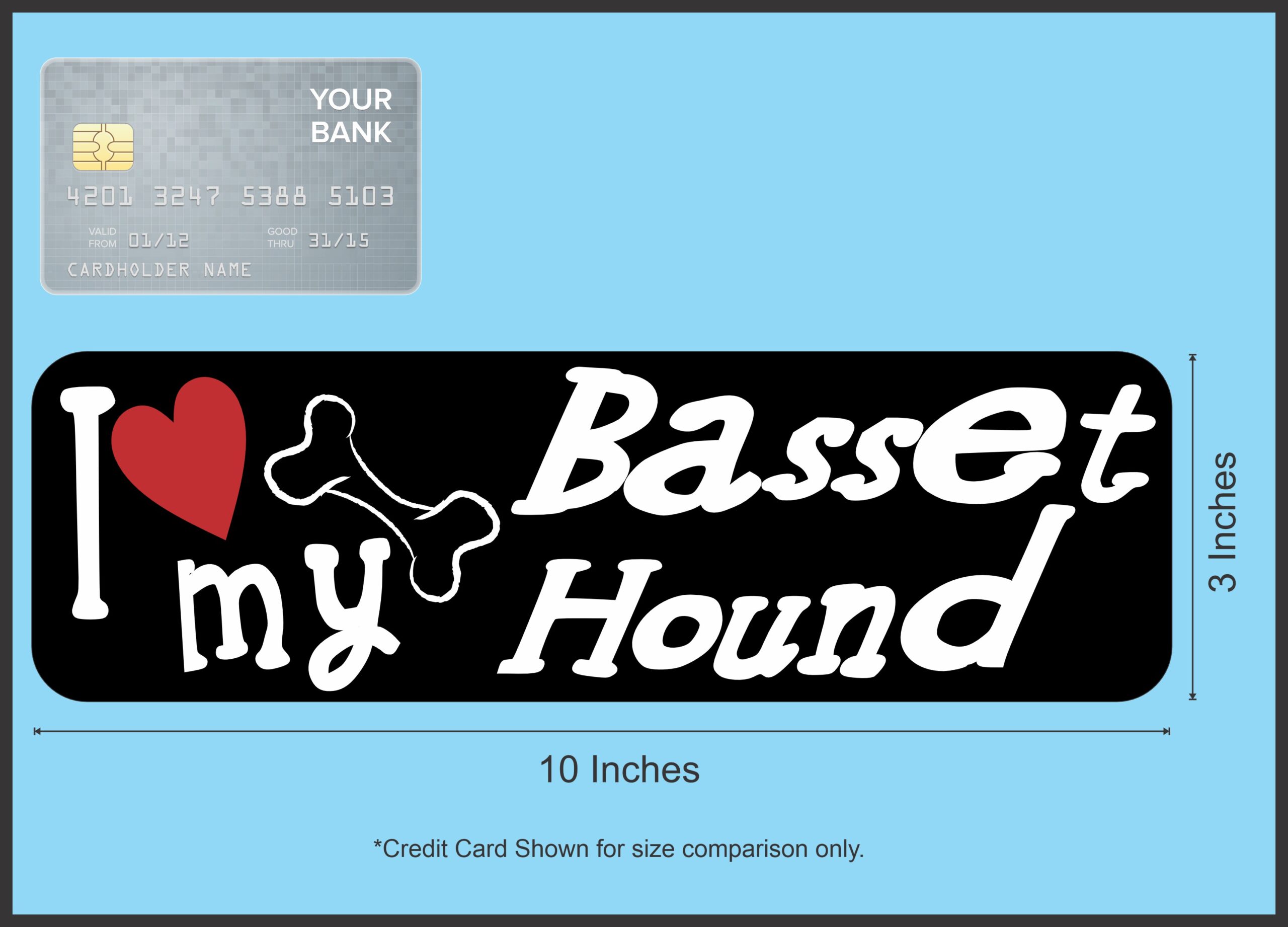 10in x 3in I Love My Basset Hound Magnet Car Door Magnetic Truck Magnets