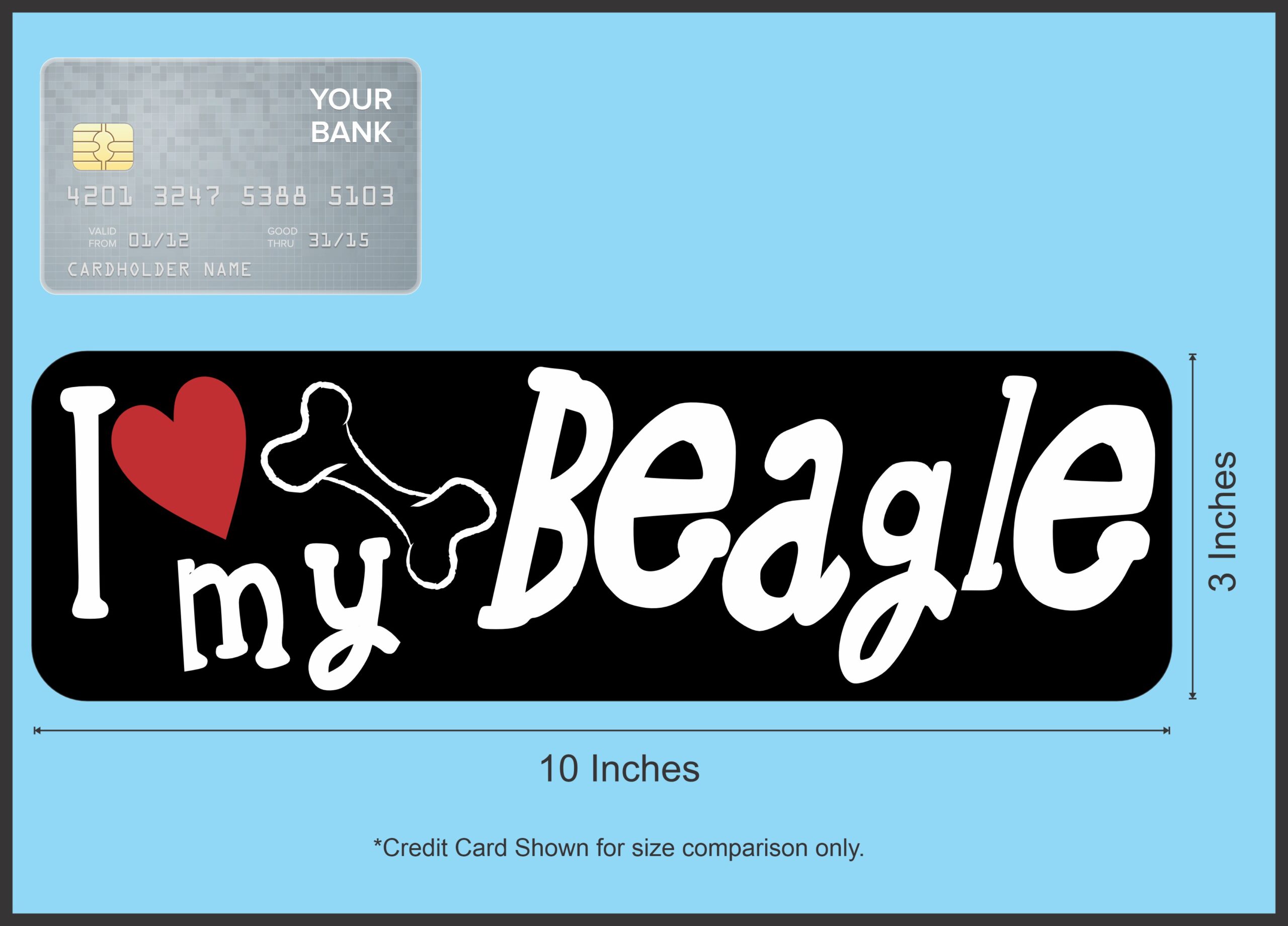 10in x 3in I Love My Beagle Magnet Car Door Magnetic Truck Magnets
