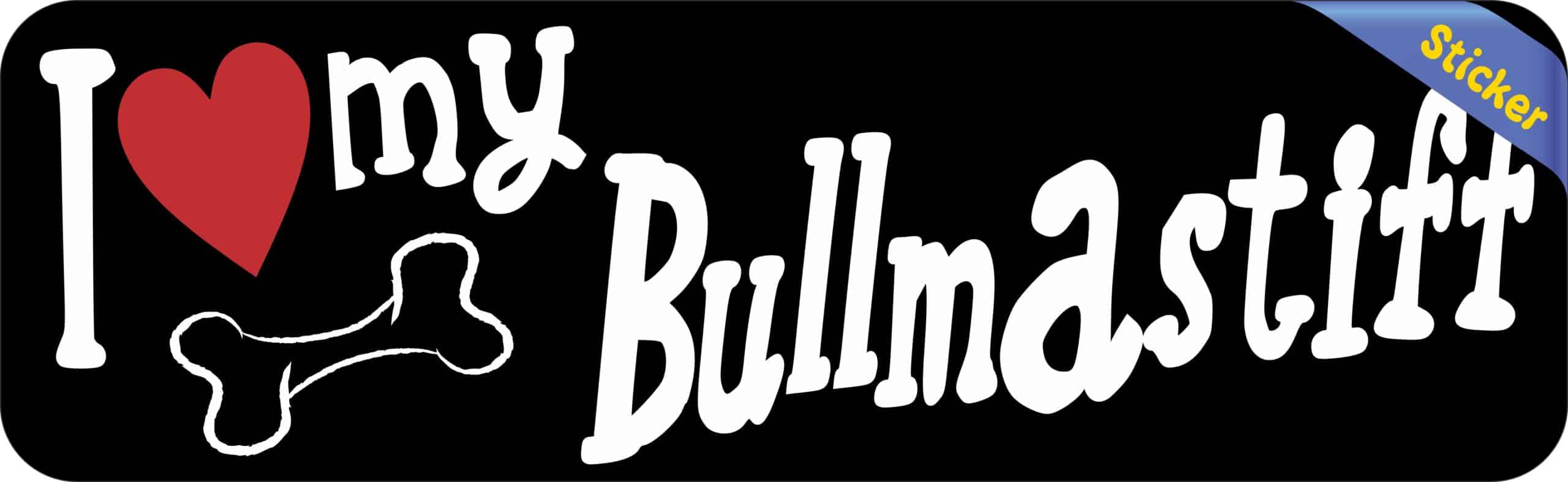10in x 3in I Love My Bullmastiff Bumper Sticker Vinyl Truck Window Decal