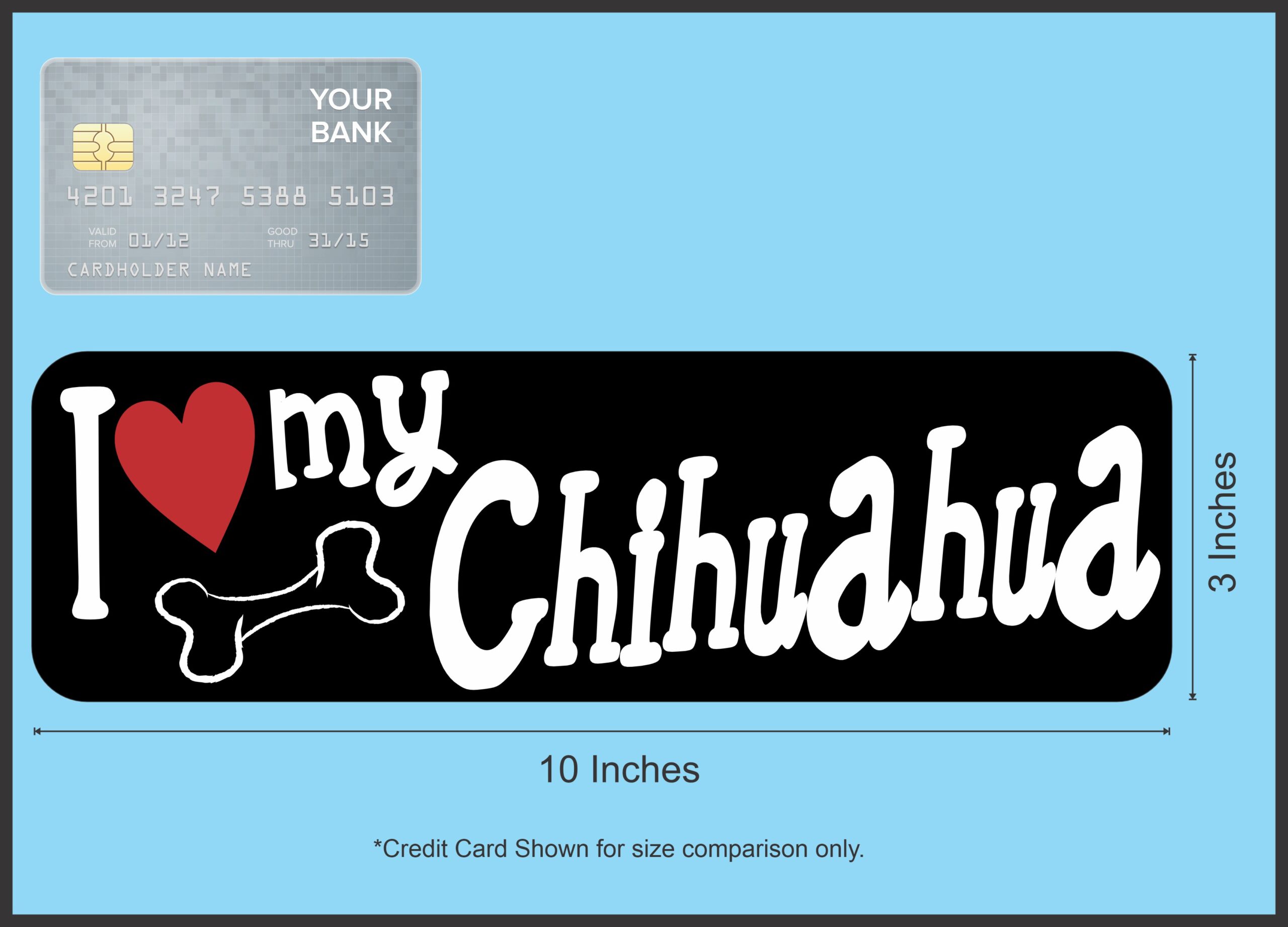 10in x 3in I Love My Chihuahua Magnet Car Door Magnetic Truck Magnets