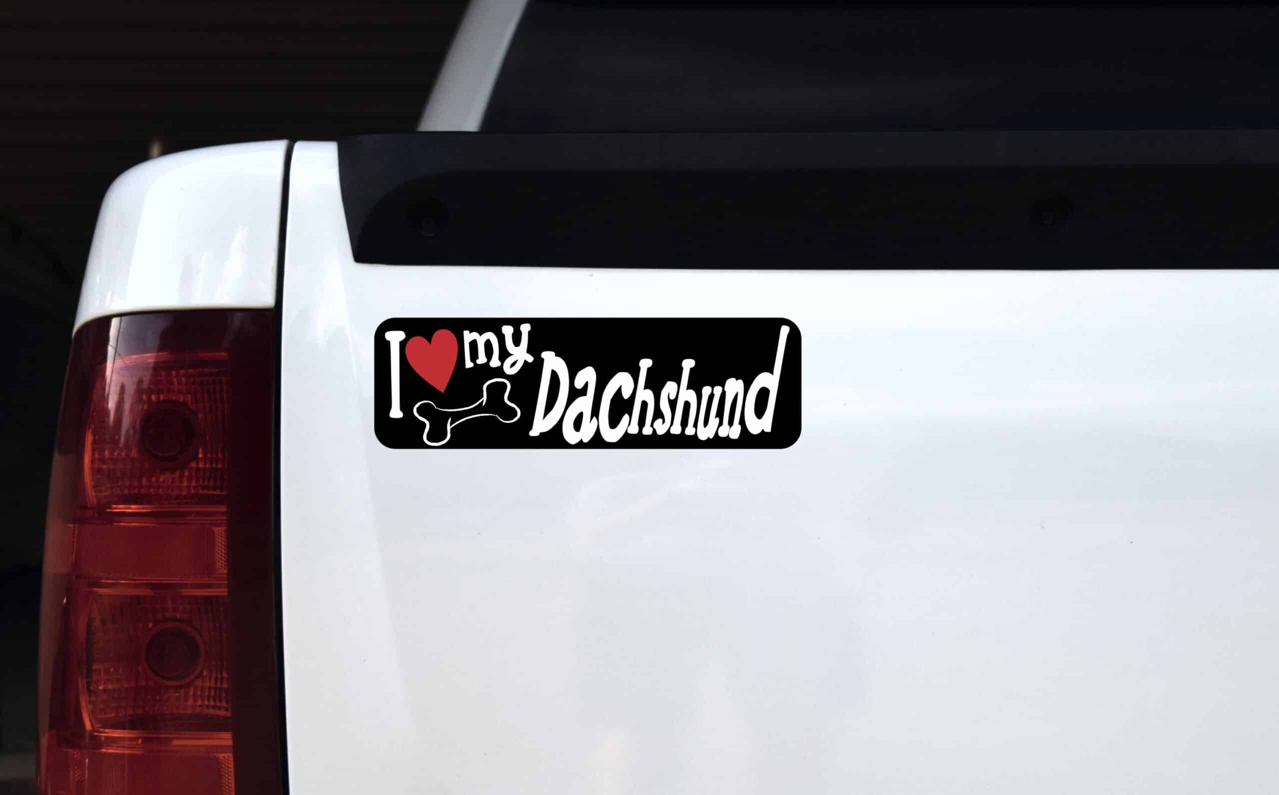 10in x 3in I Love My Dachshund Bumper Sticker Vinyl Truck Window Decal