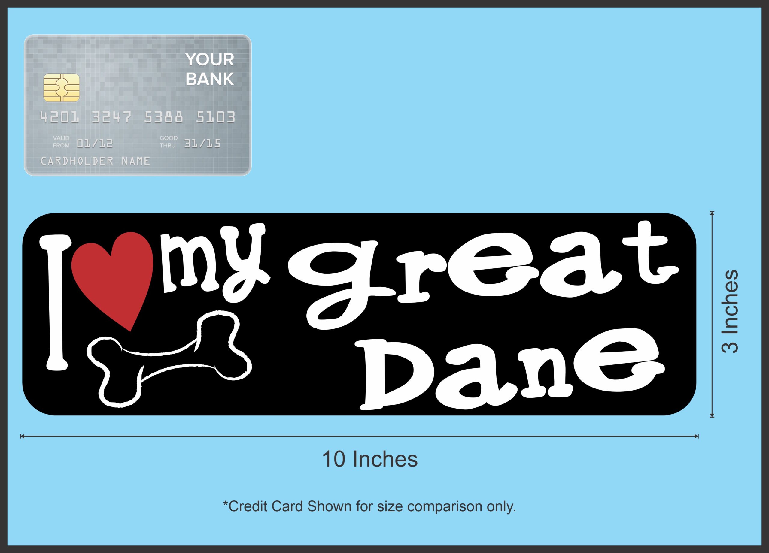 10in x 3in I Love My Great Dane Magnet Car Door Magnetic Truck Dog Magnets