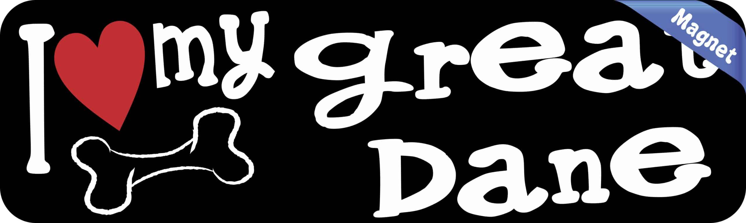 10in x 3in I Love My Great Dane Magnet Car Door Magnetic Truck Dog Magnets