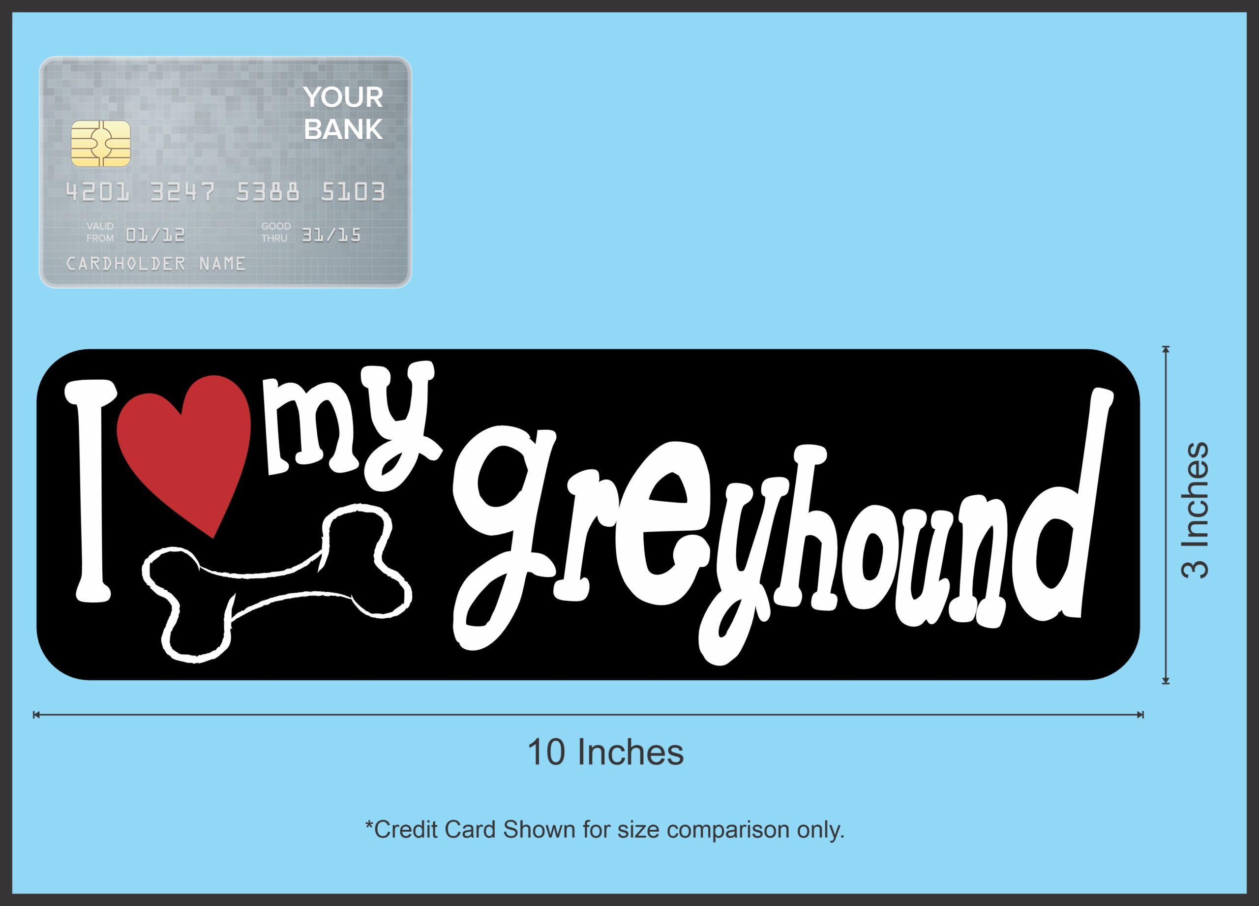 10in x 3in I Love My Greyhound Magnet Car Door Magnetic Truck Dog Magnets