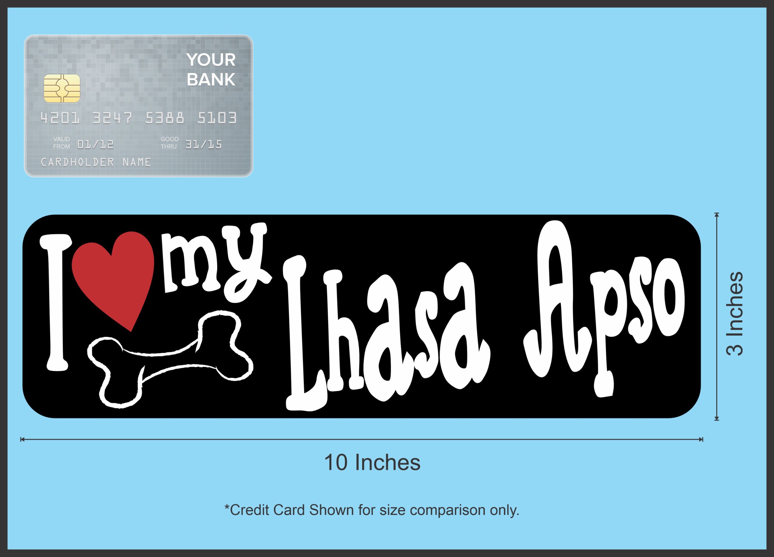10in x 3in I Love My Lhasa Apso Magnet Car Door Magnetic Truck Dog Magnets