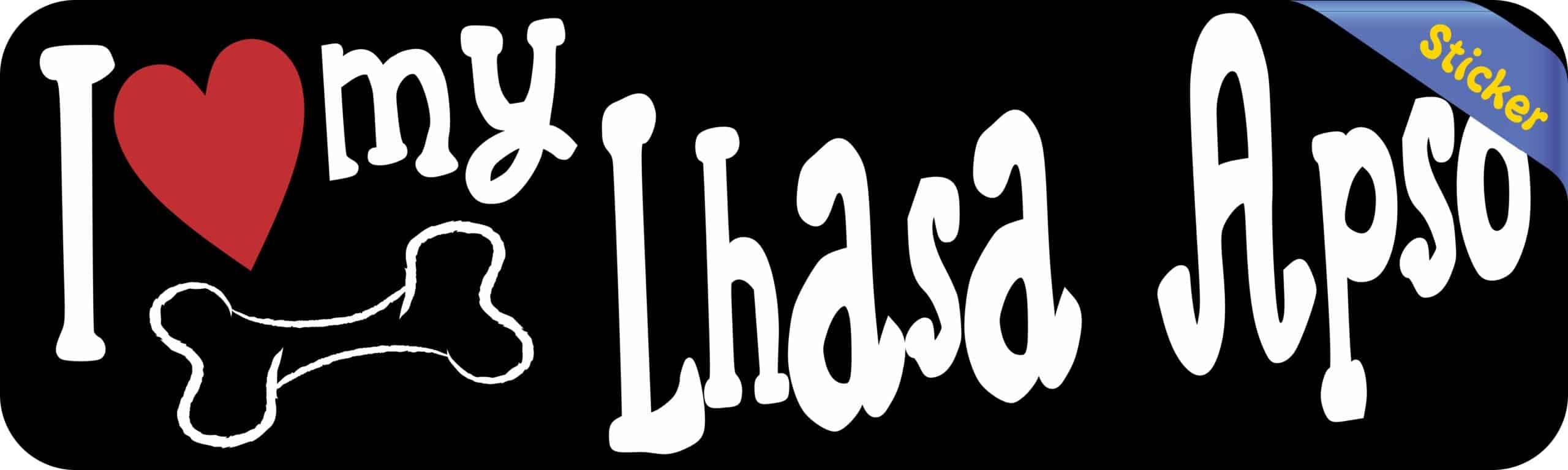 10in x 3in I Love My Lhasa Apso Bumper Sticker Vinyl Truck Window Decal