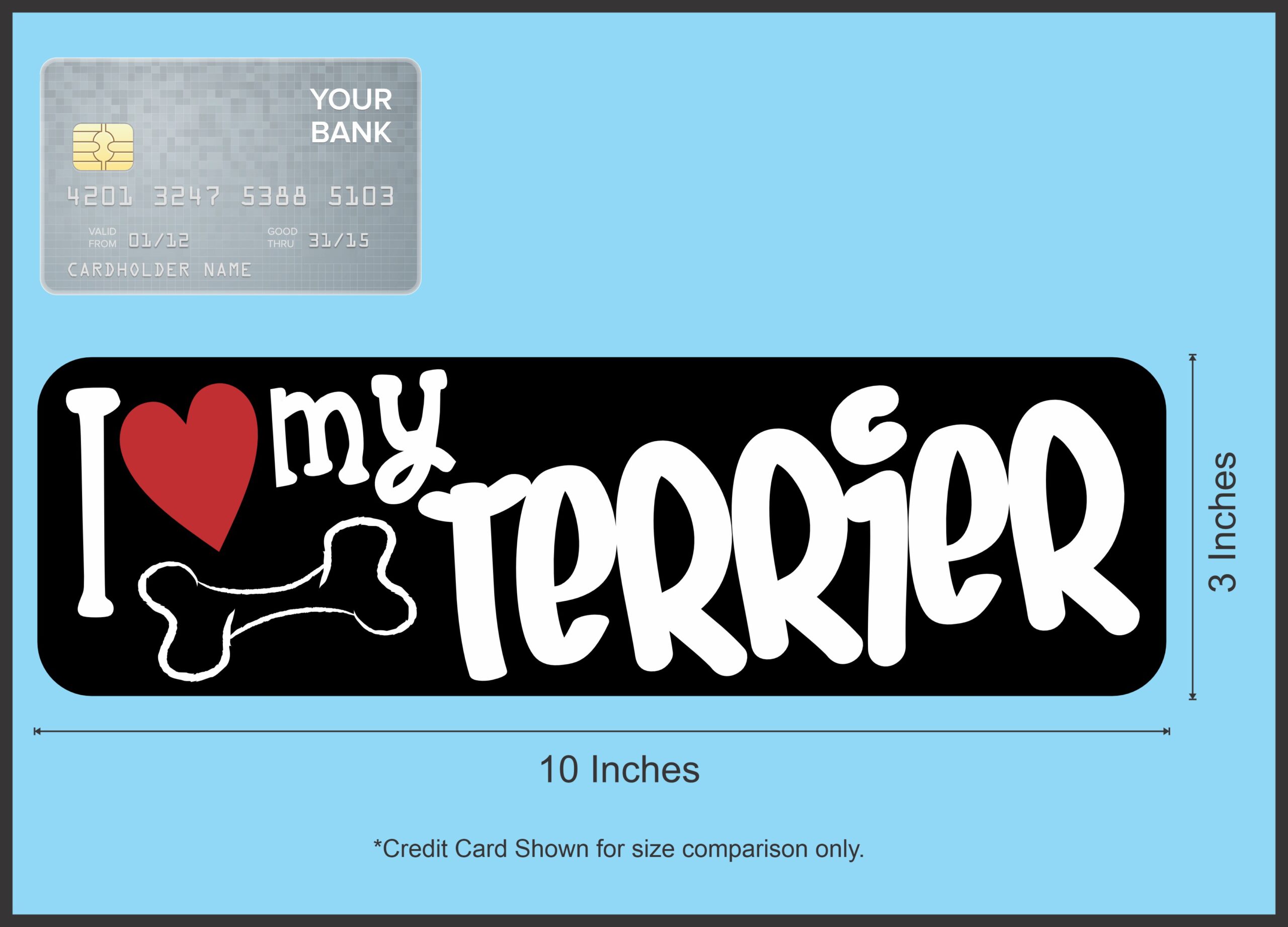 10in x 3in I Love My Terrier Magnet Car Door Magnetic Truck Dog Magnets