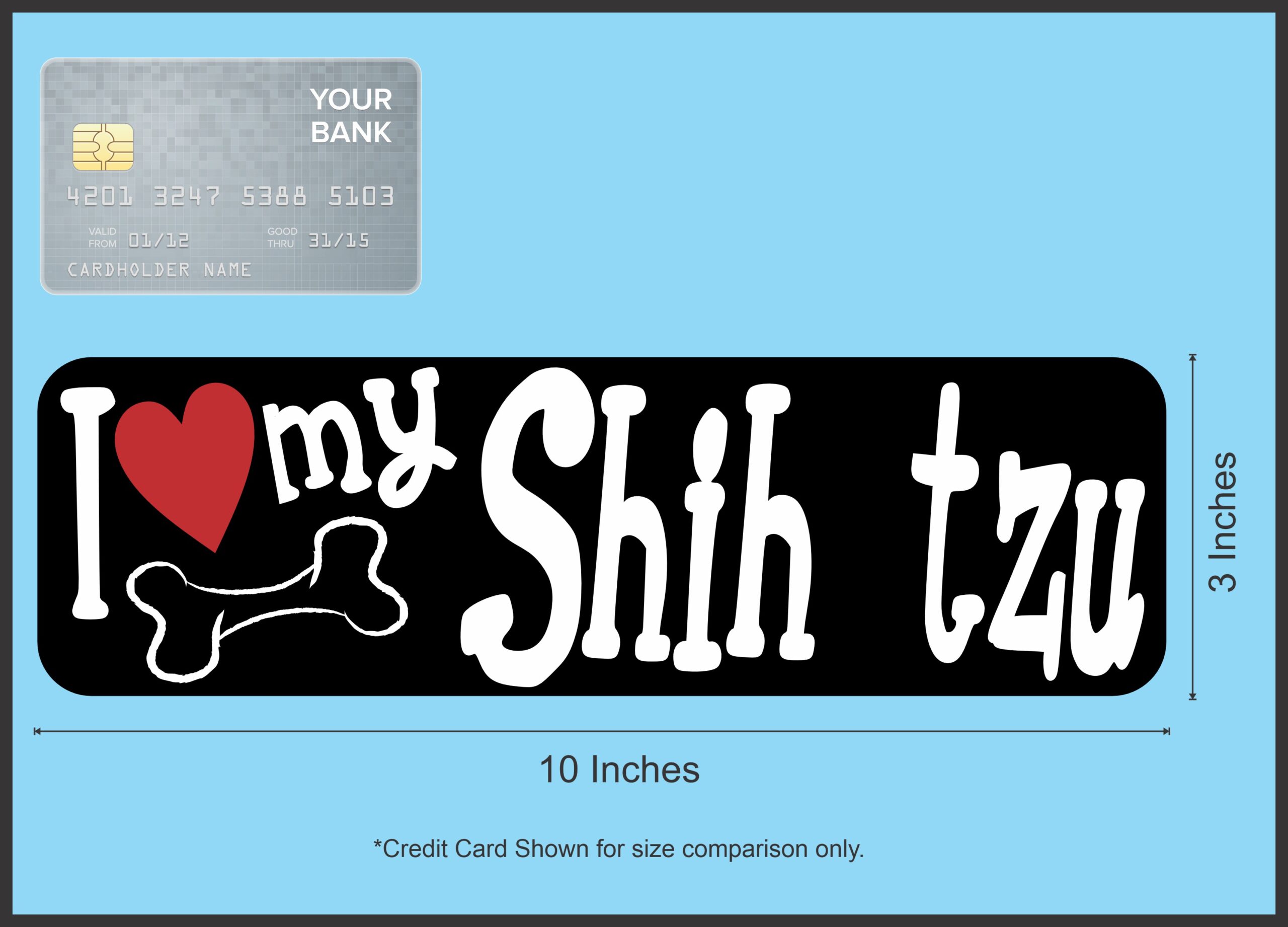 10in x 3in I Love My Shih Tzu Magnet Car Door Magnetic Truck Dog Magnets