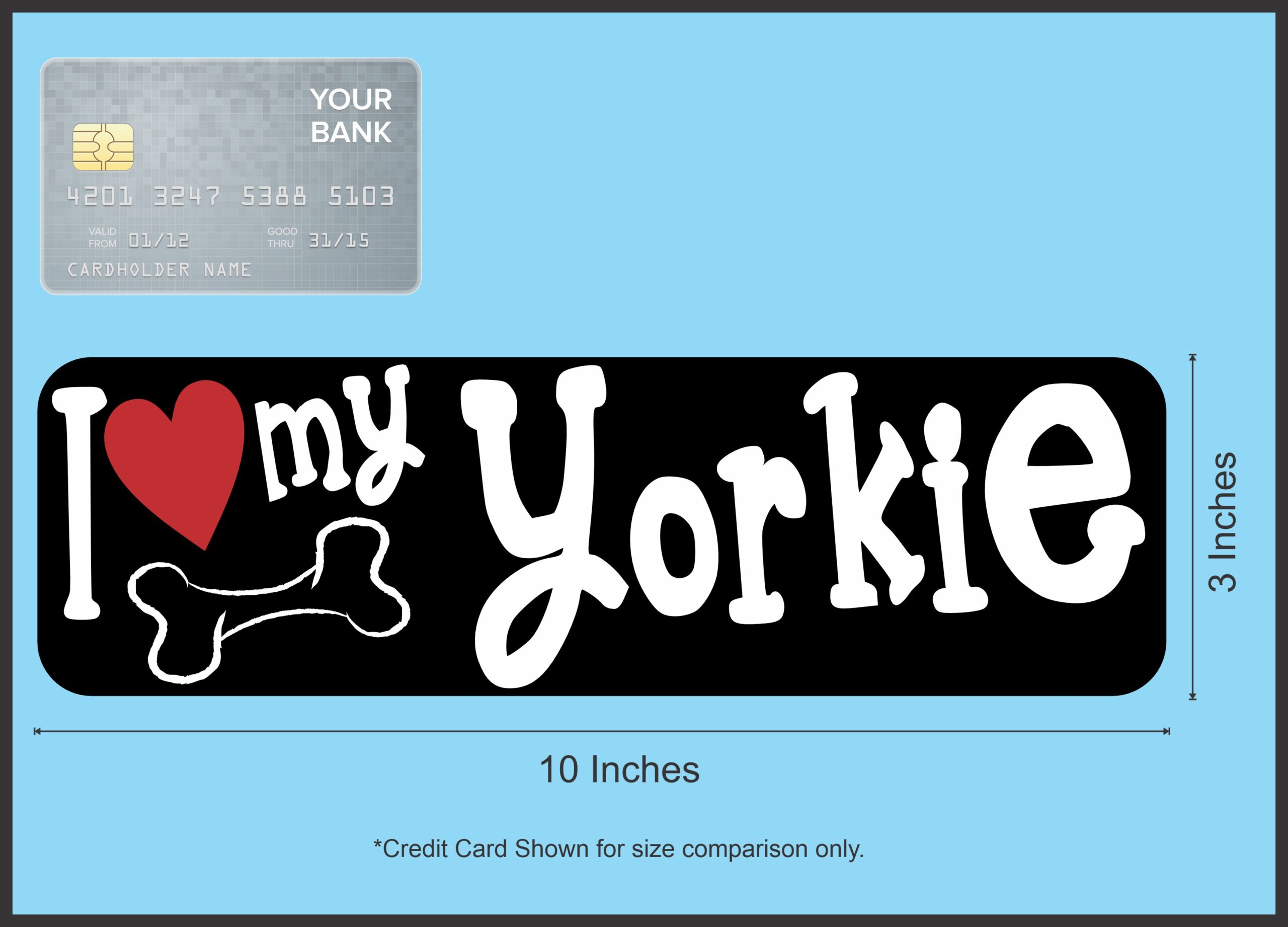 10in x 3in I Love My Yorkie Magnet Car Door Magnetic Truck Dog Magnets