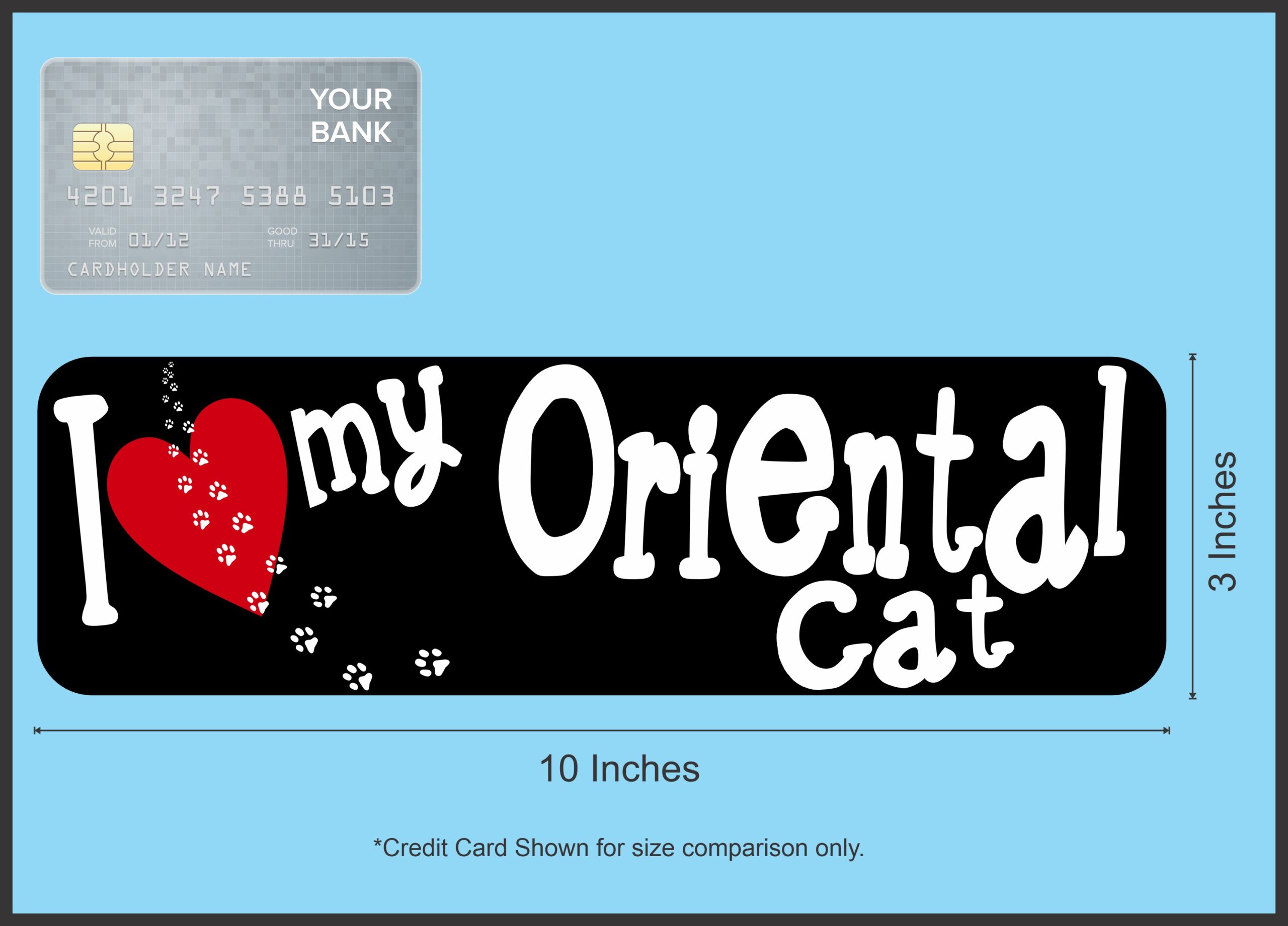 10in x 3in I Love My Oriental Cat Bumper Sticker Vinyl Truck Win