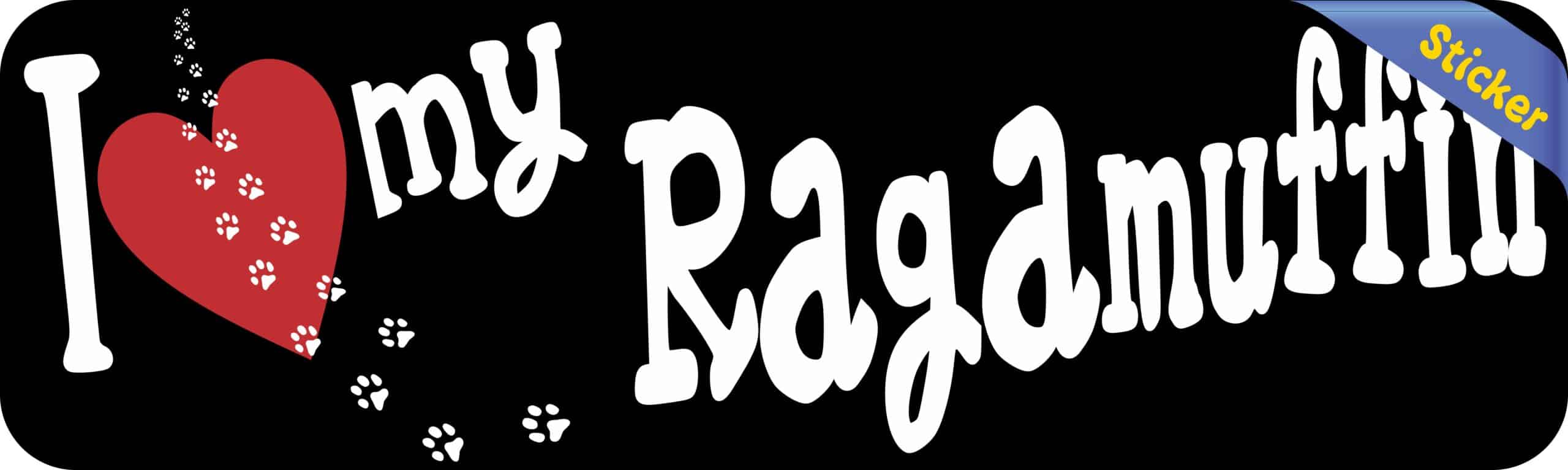10in x 3in I Love My Ragamuffin Bumper Sticker Cat Vinyl Truck Window Decal
