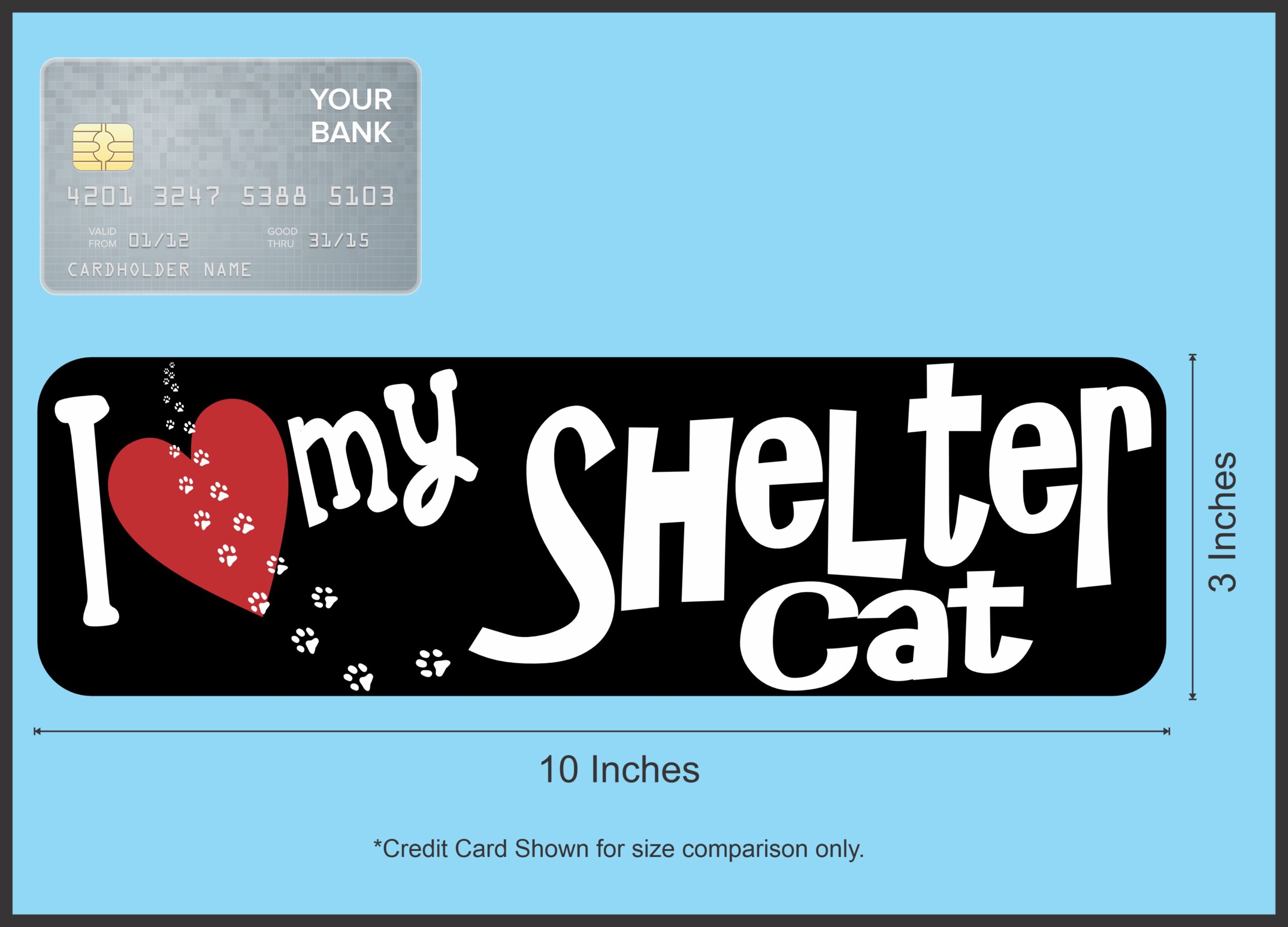 10in x 3in I Love My Shelter Cat Magnet Magnetic Truck Magnets Pet