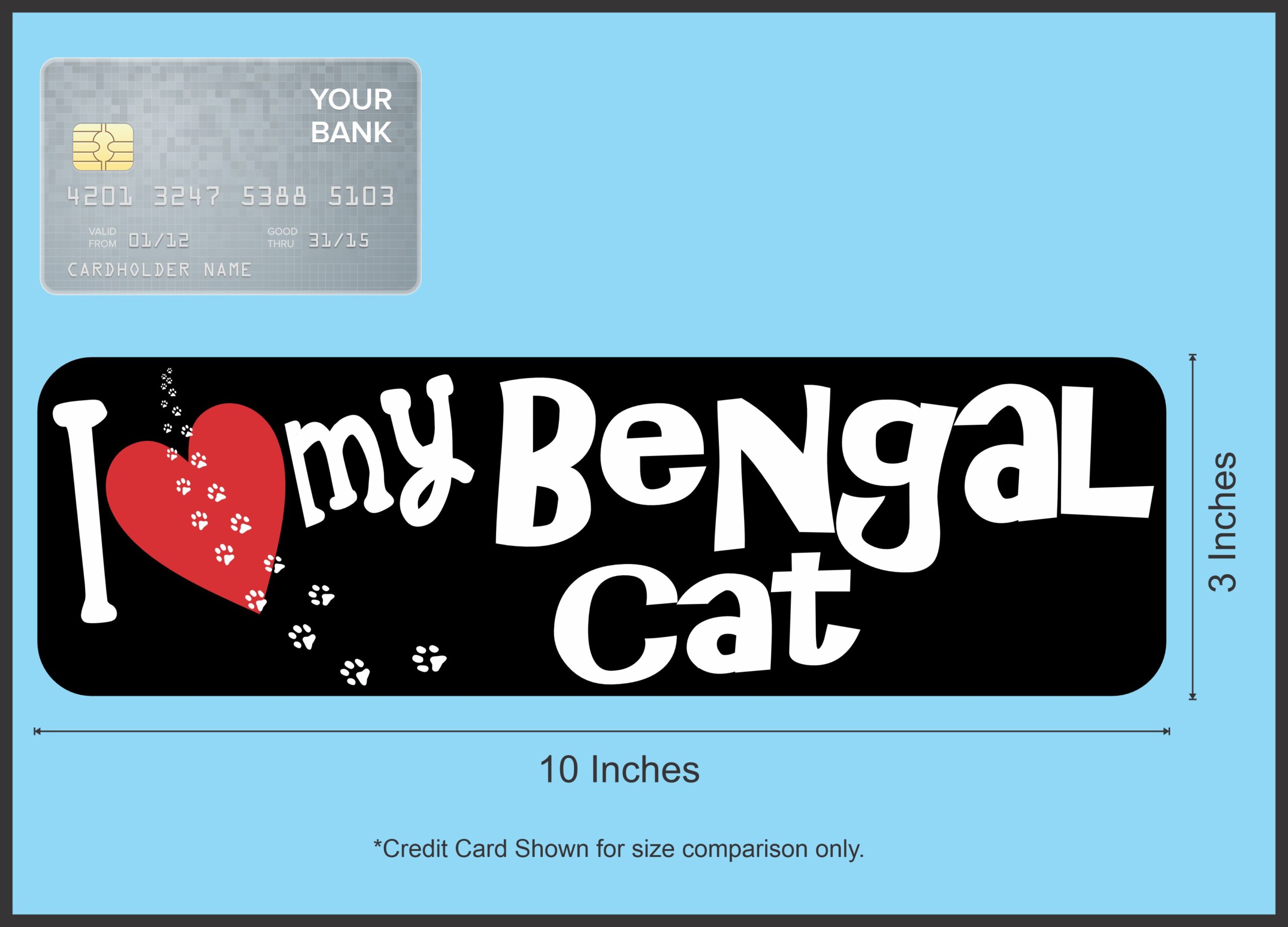 10in x 3in I Love My Bengal Cat Magnet Car Door Magnetic Cat Truck Magnets