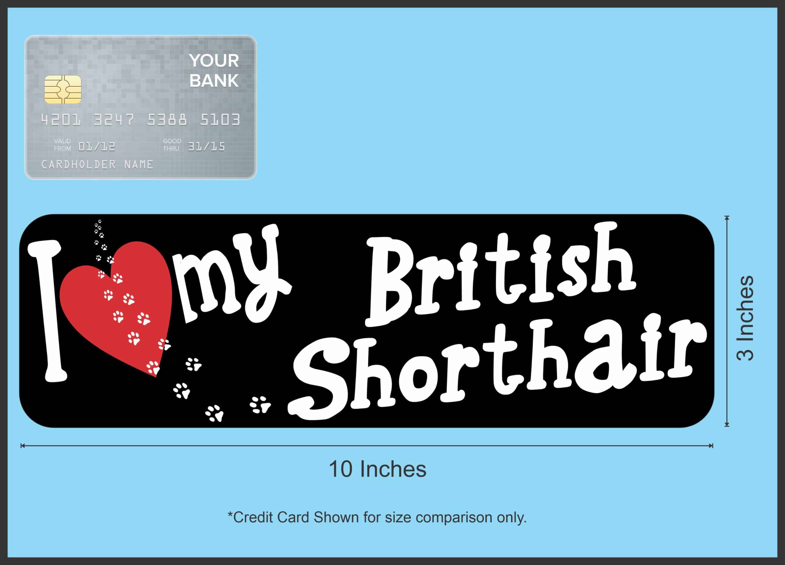 10in x 3in I Love My British Shorthair Bumper Sticker Vinyl Wind