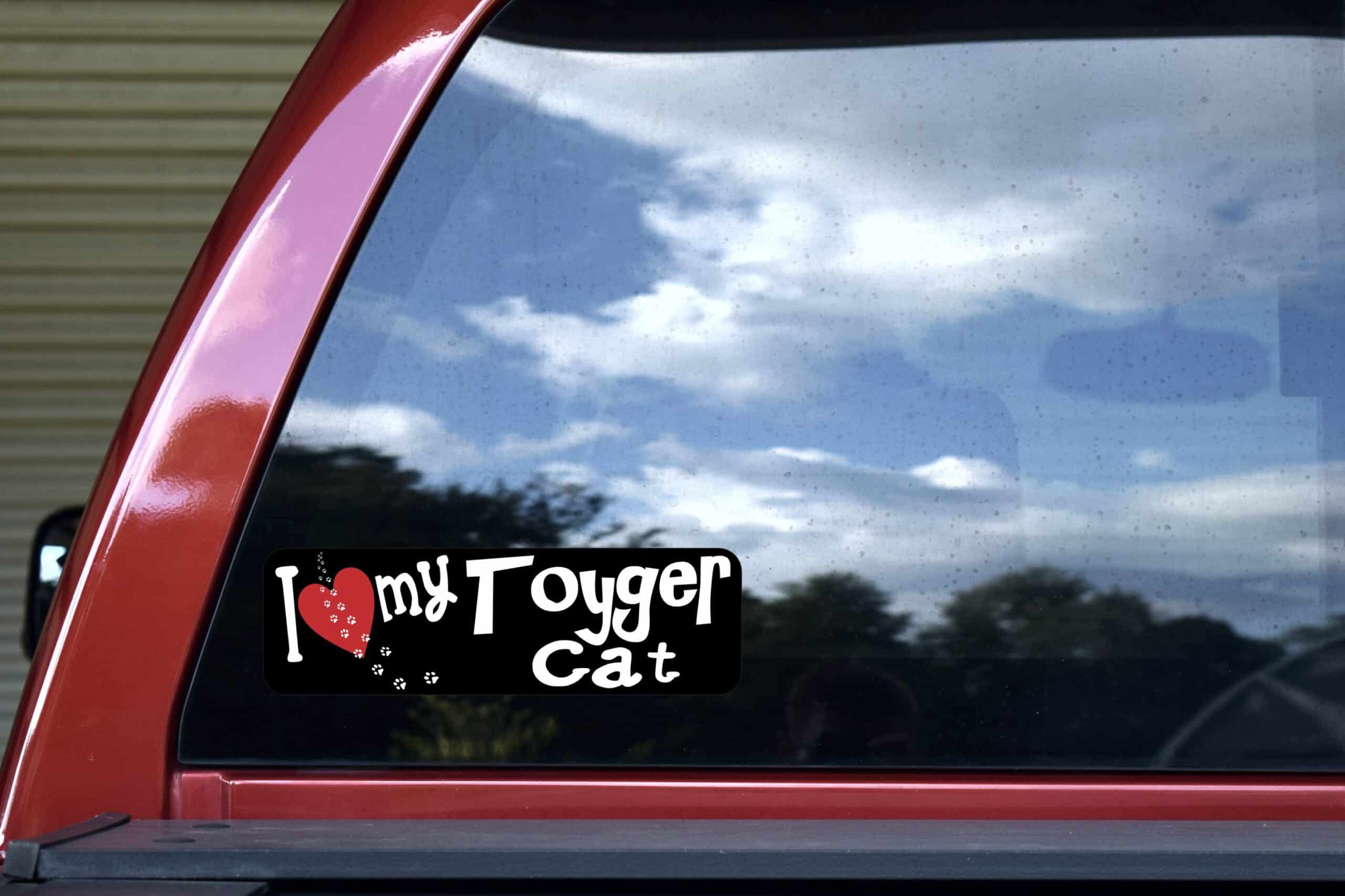 10in x 3in I Love My Toyger Cat Bumper Sticker Vinyl Window Sign Pet Decal