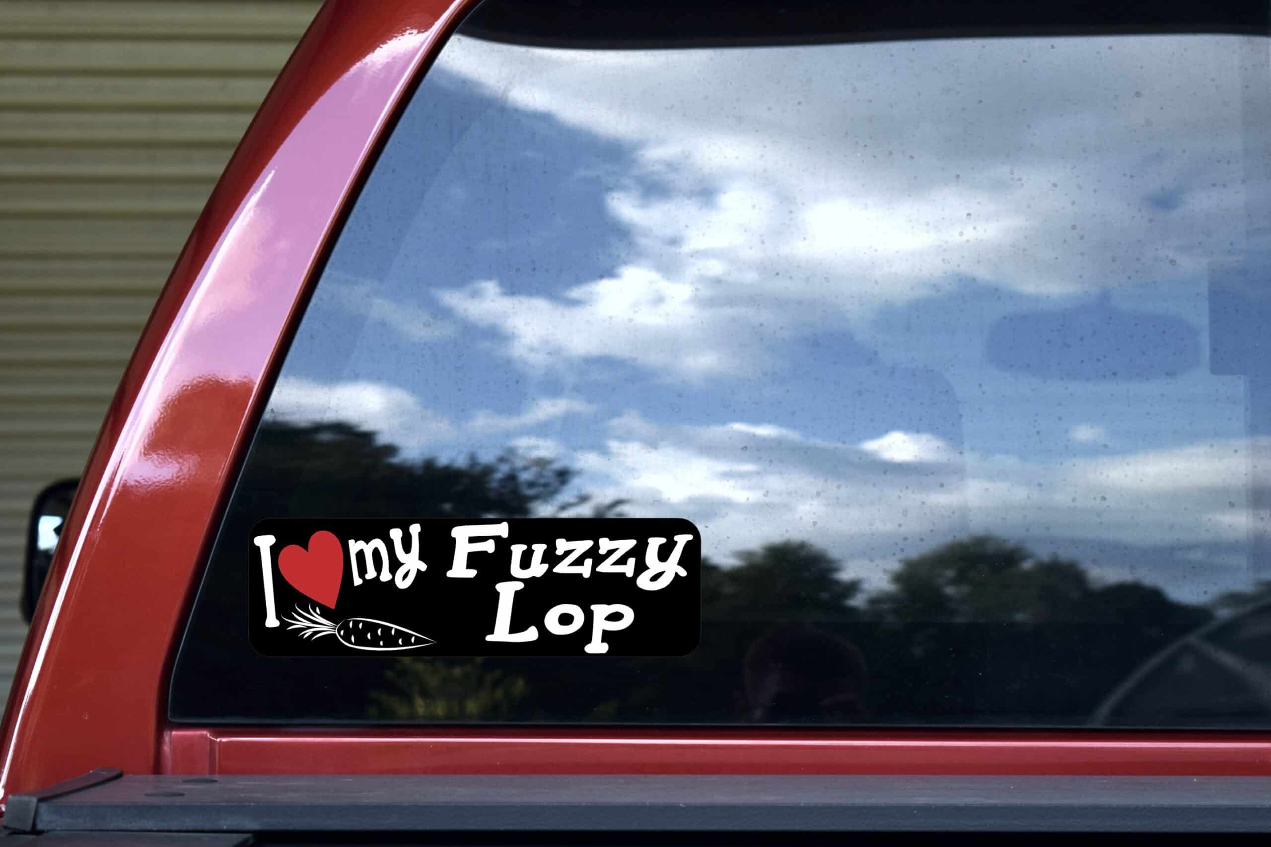 10in x 3in I Love My Fuzzy Lop Rabbit Bumper Sticker Vinyl Window Decal