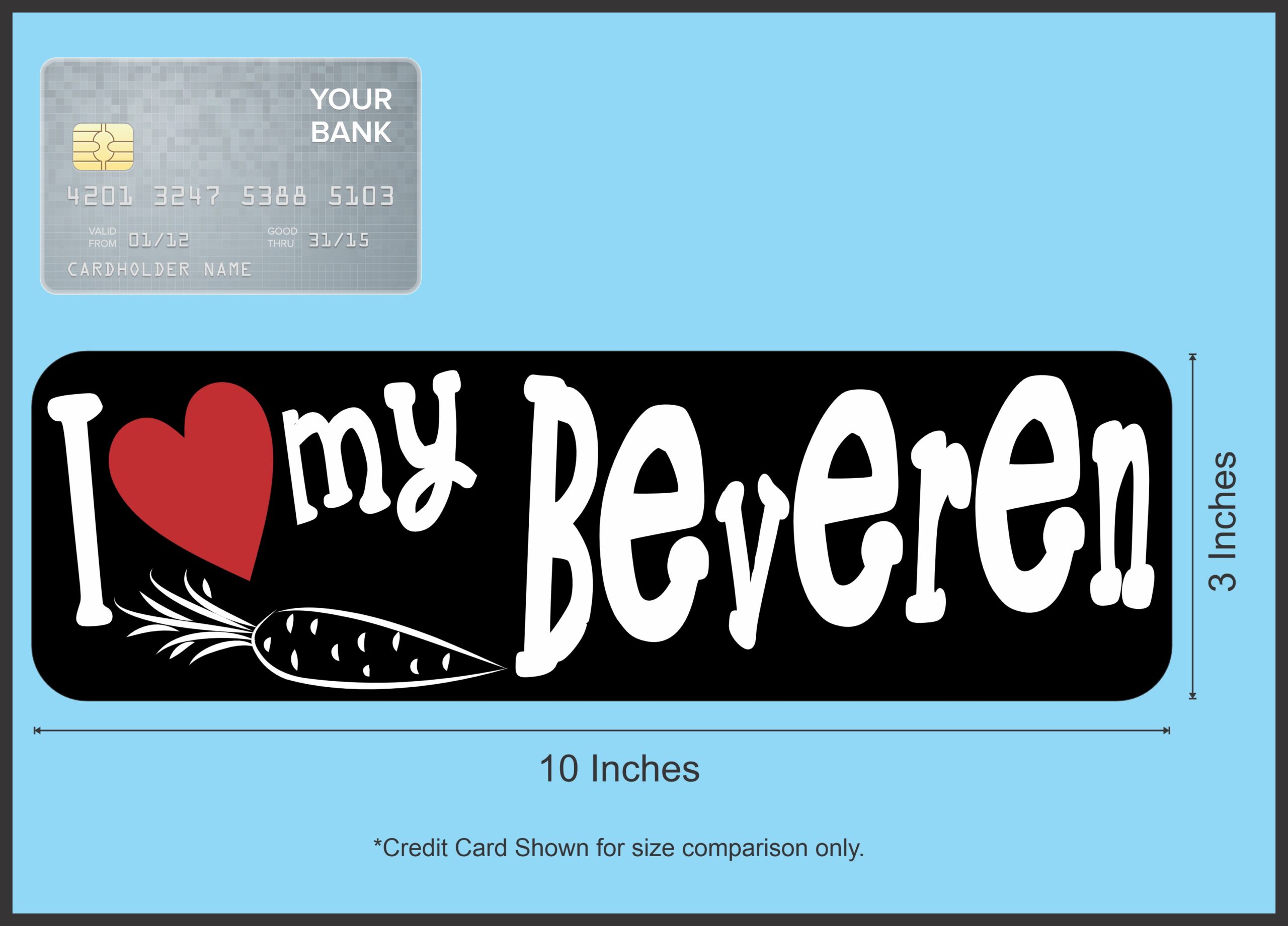 10in x 3in I Love My Beveren Rabbit Magnet Car Door Magnetic Truck Magnets