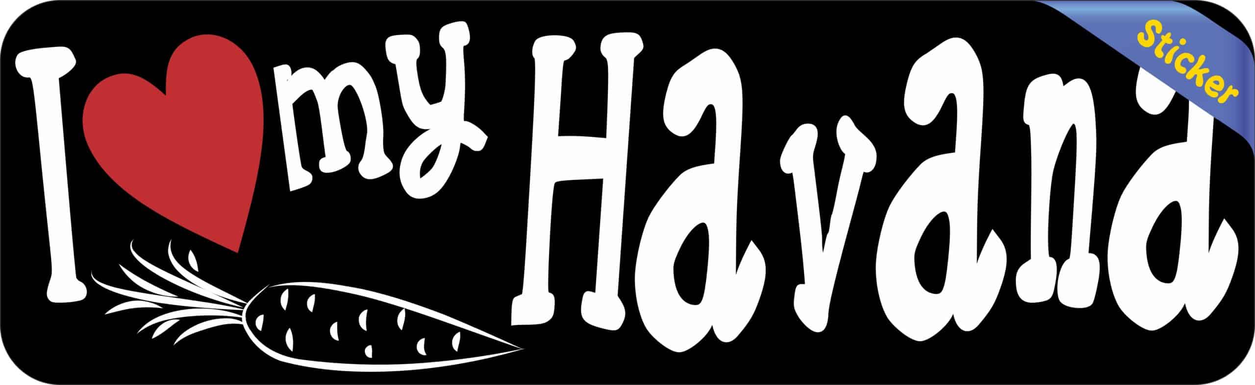 10in x 3in I Love My Havana Rabbit Bumper Sticker Vinyl Window Stickers