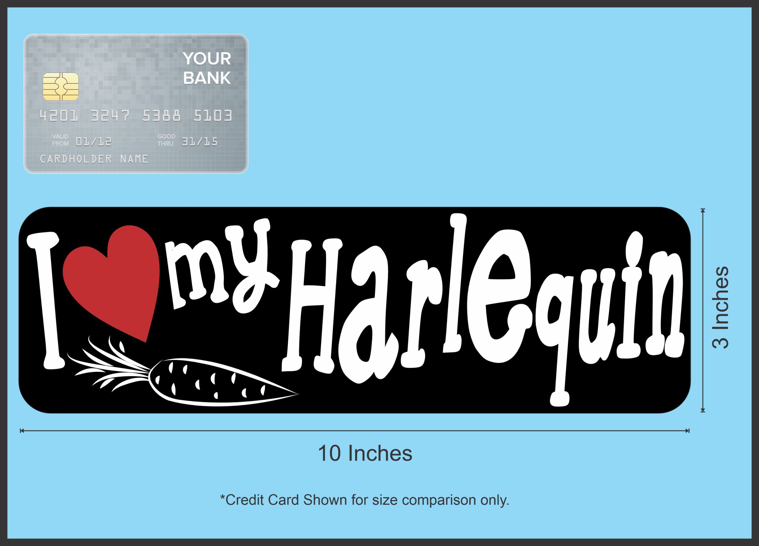 10in x 3in I Love My Harlequin Rabbit Magnet Magnetic Truck Magnets