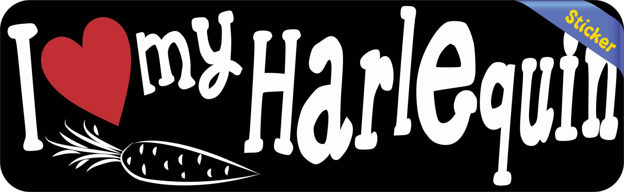 10in x 3in I Love My Harlequin Rabbit Bumper Sticker Vinyl Window Stickers
