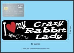 10in x 3in I Love My Crazy Rabbit Lady Bumper Sticker Vinyl Window Stickers
