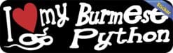 10in x 3in I Love My Burmese Python Bumper Sticker Vinyl Truck Window Decal