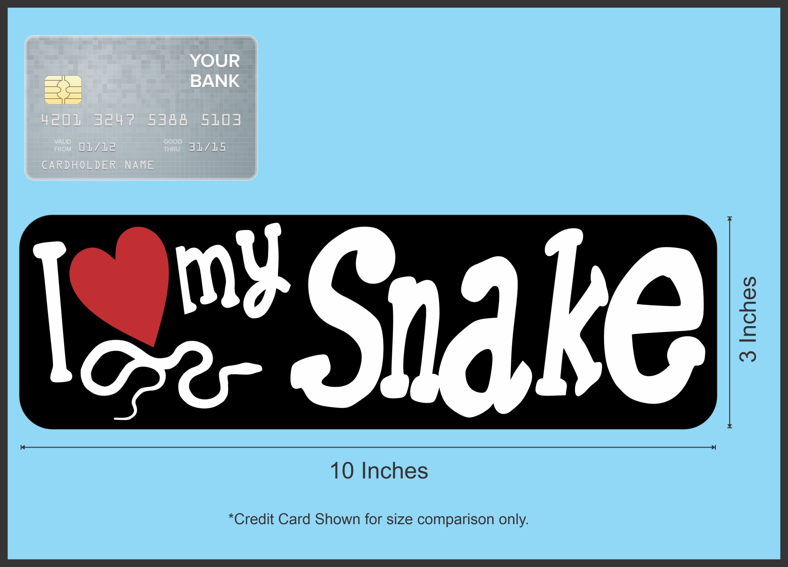 10in x 3in I Love My Snake Magnet Car Door Magnetic Truck Magnets Pet
