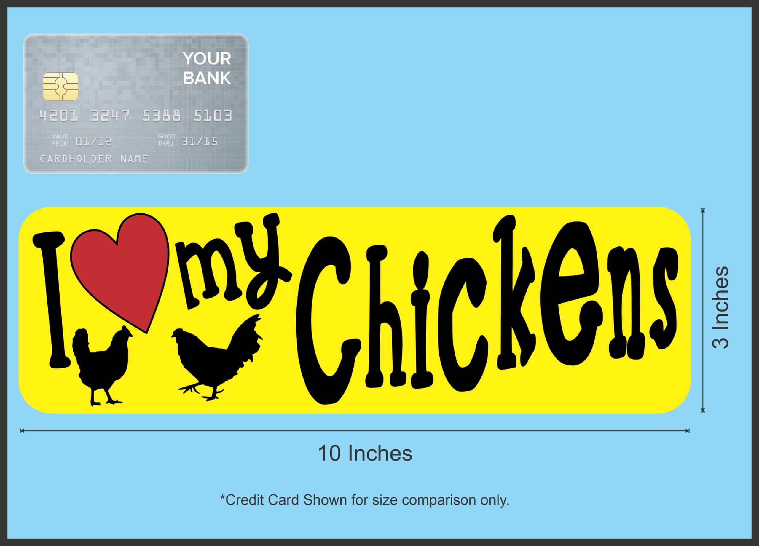 10in x 3in I Love My Chickens Bumper Sticker Vinyl Truck Window Car Decal