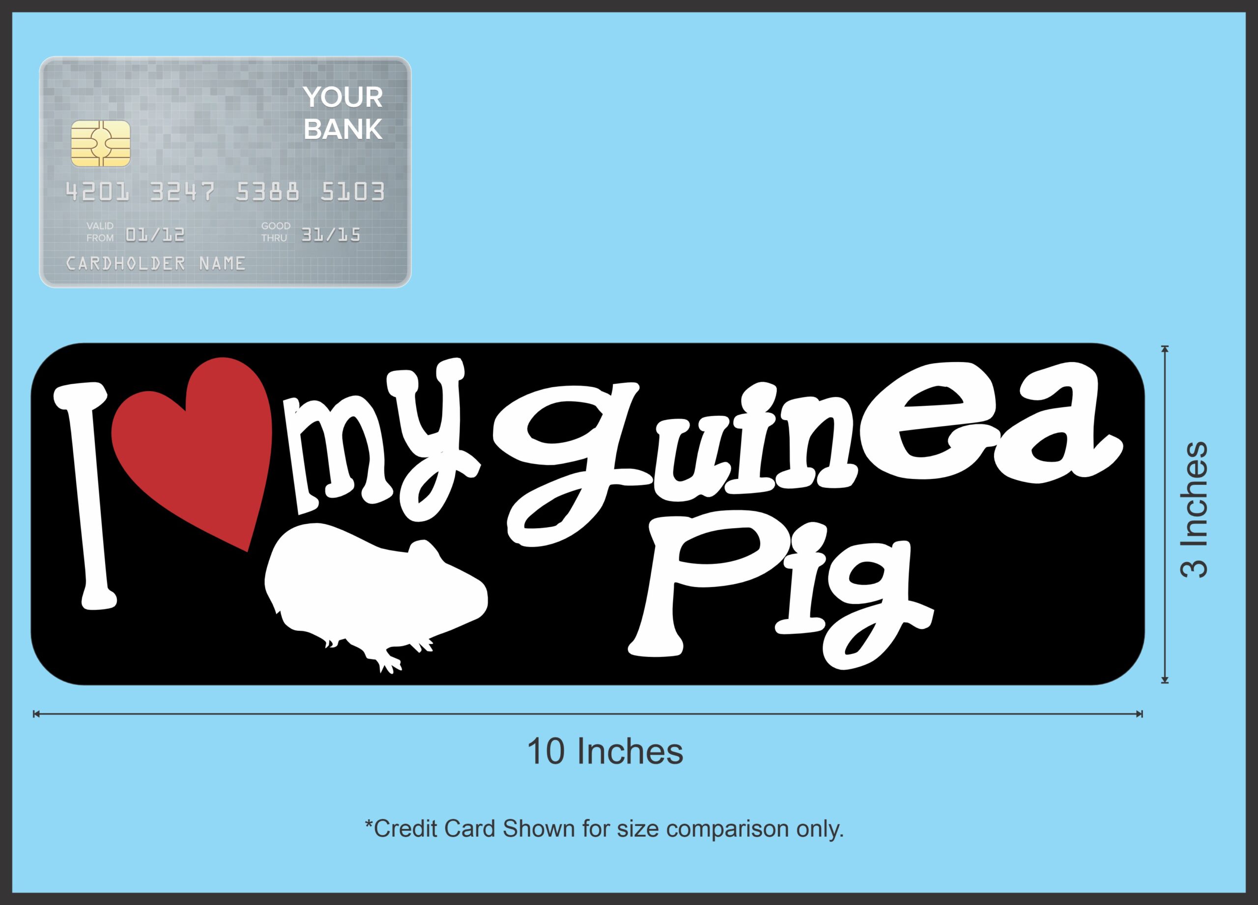 10in x 3in I Love My Guinea Pig Magnet Car Door Magnetic Truck Pet Magnets
