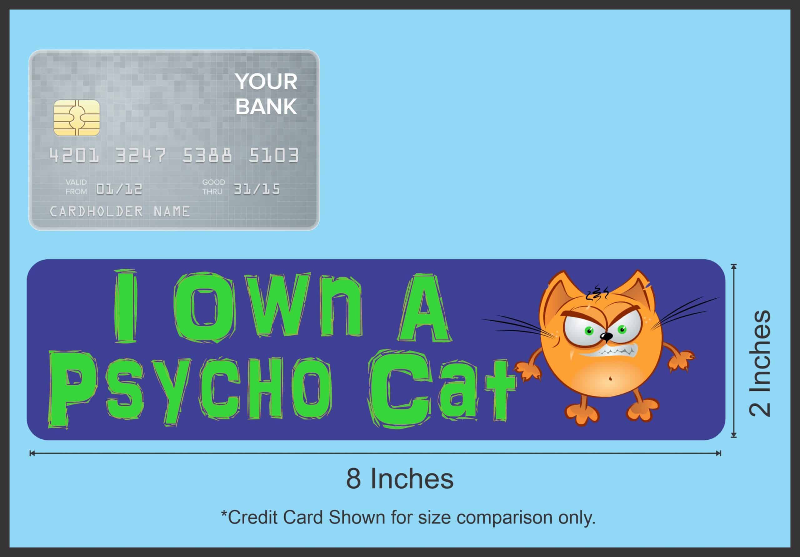 8in x 2in Psycho Cat Bumper Sticker Vinyl Window Decal Animal Stickers