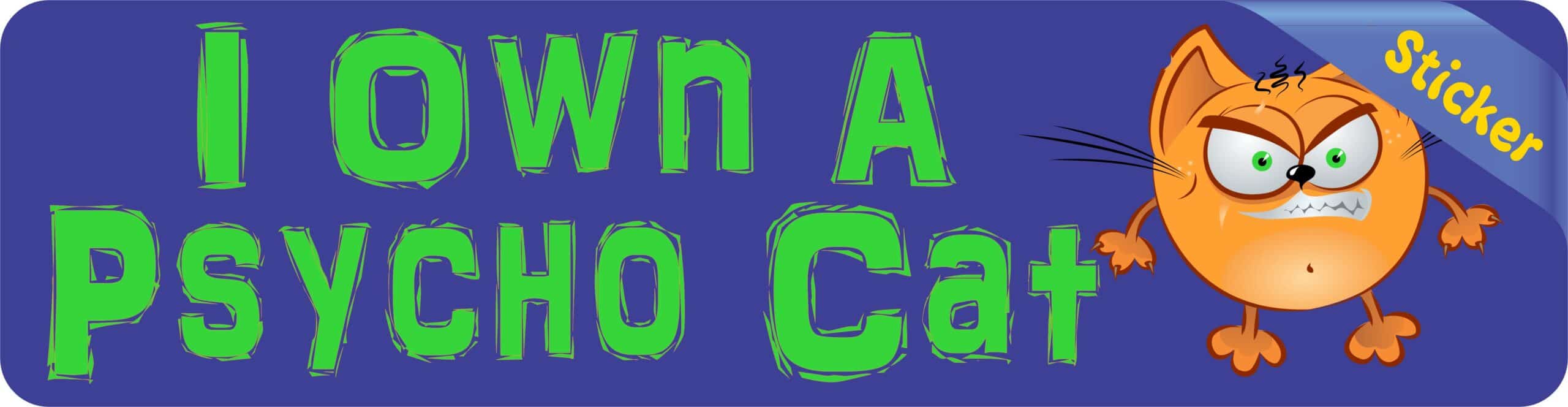 8in x 2in Psycho Cat Bumper Sticker Vinyl Window Decal Animal Stickers
