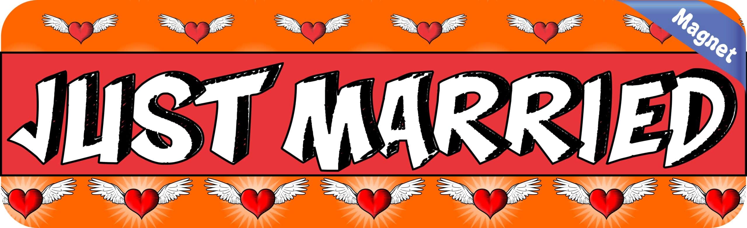 10in x 3in Just Married Magnet Car Window Truck Door Magnetic