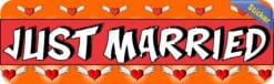 10in x 3in Just Married Bumper Sticker Vinyl Decal Wedding Car S