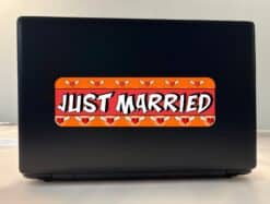 10in x 3in Just Married Bumper Sticker Vinyl Decal Wedding Car S