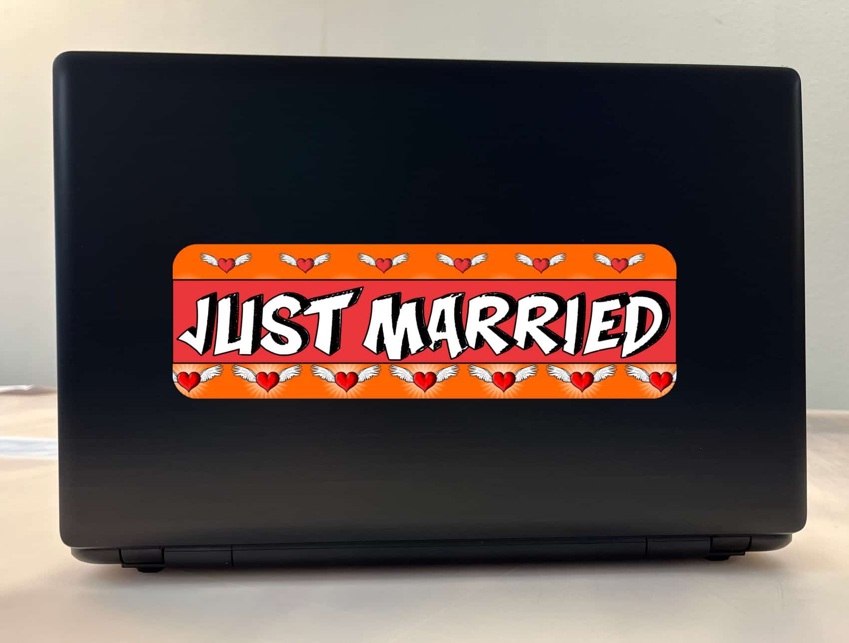 10in x 3in Just Married Bumper Sticker Vinyl Decal Wedding Car S