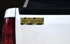 10in x 3in Camouflage Just Married Bumper Sticker Vinyl Decal Ca