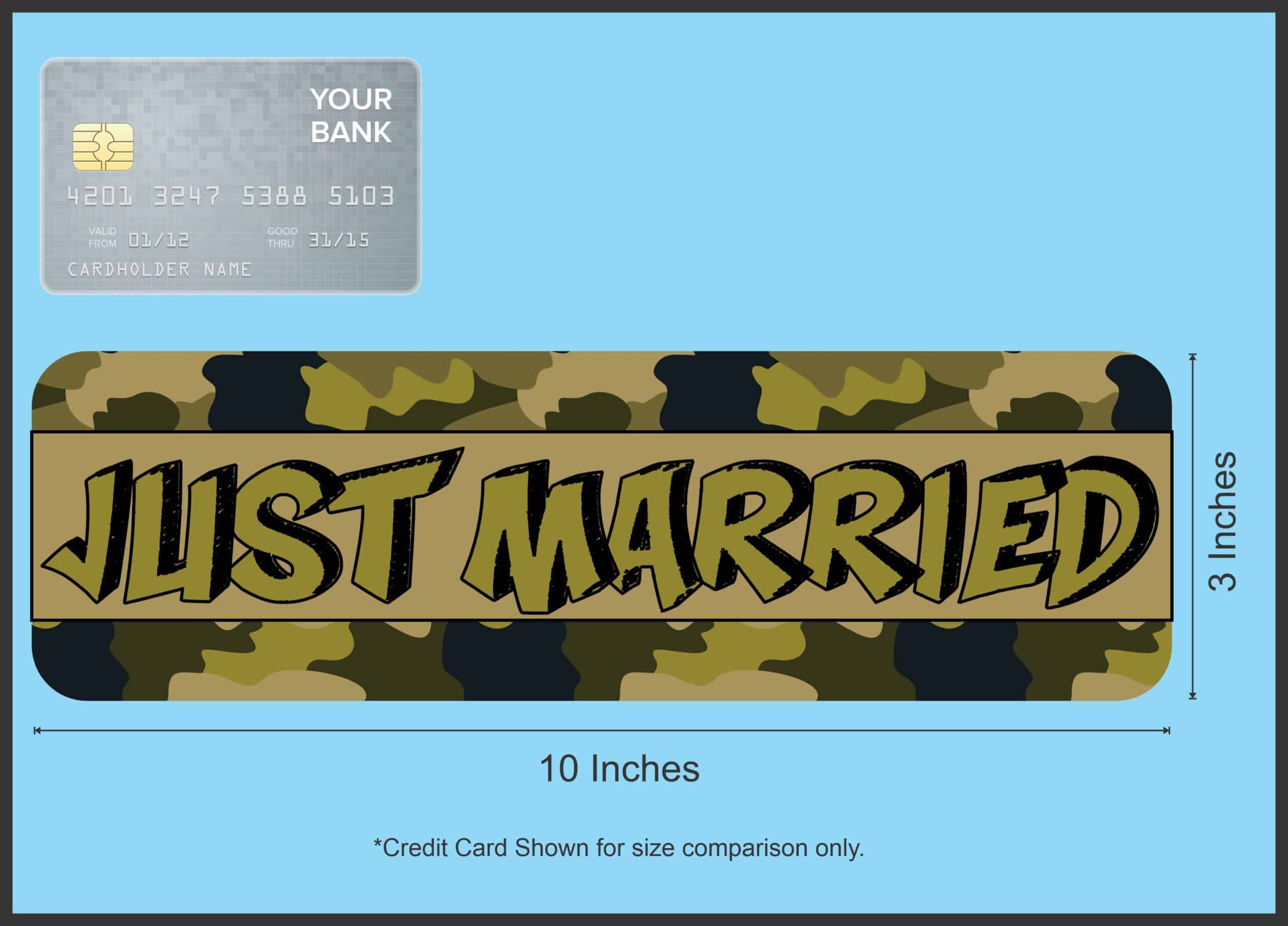 10in x 3in Camouflage Just Married Bumper Sticker Vinyl Decal Ca