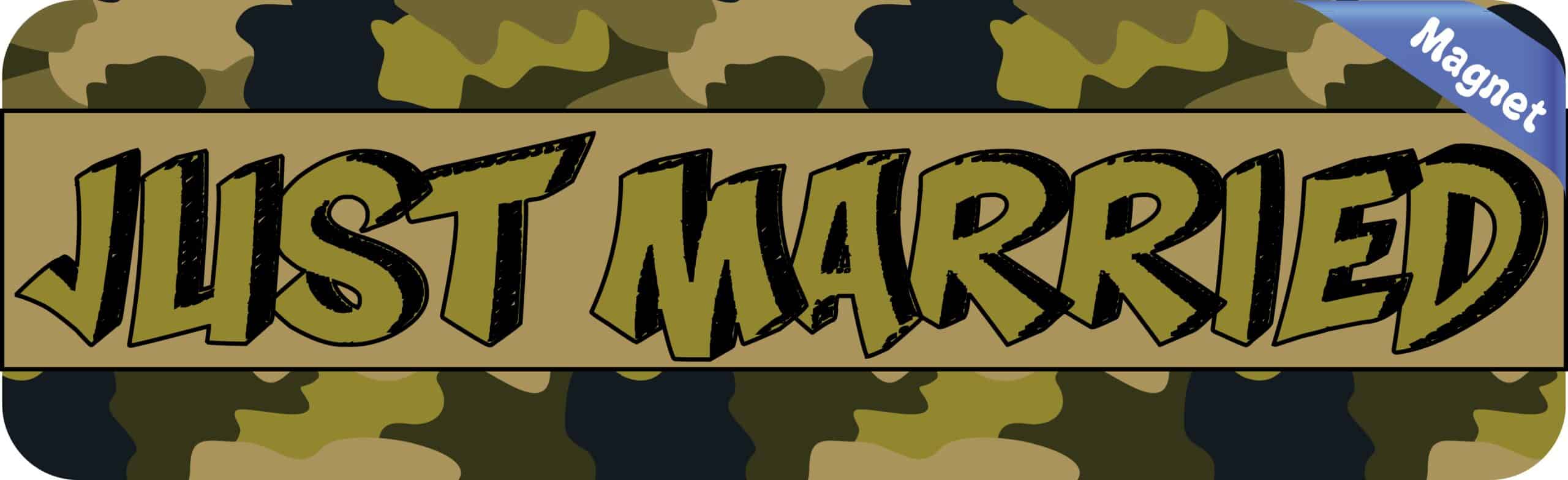 10in x 3in Camouflage Just Married Magnet Car Window Magnetic