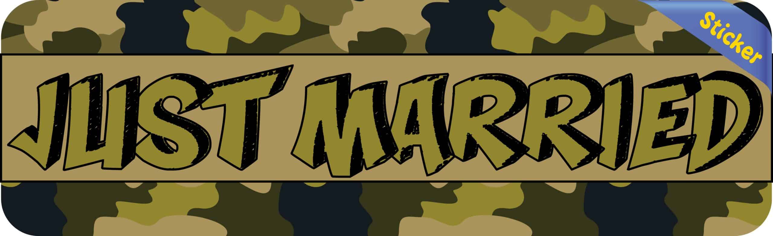10in x 3in Camouflage Just Married Bumper Sticker Vinyl Decal Ca