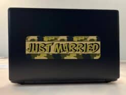 10in x 3in Camouflage Just Married Bumper Sticker Vinyl Decal Ca