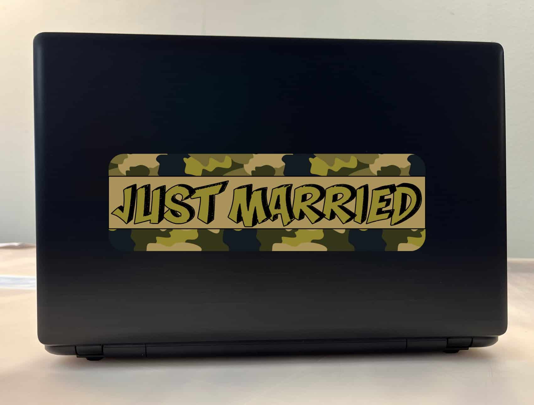 10in x 3in Camouflage Just Married Bumper Sticker Vinyl Decal Ca