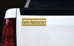 10in x 3in Gold Happy Anniversary Bumper Sticker Vinyl Decal Car Stickers