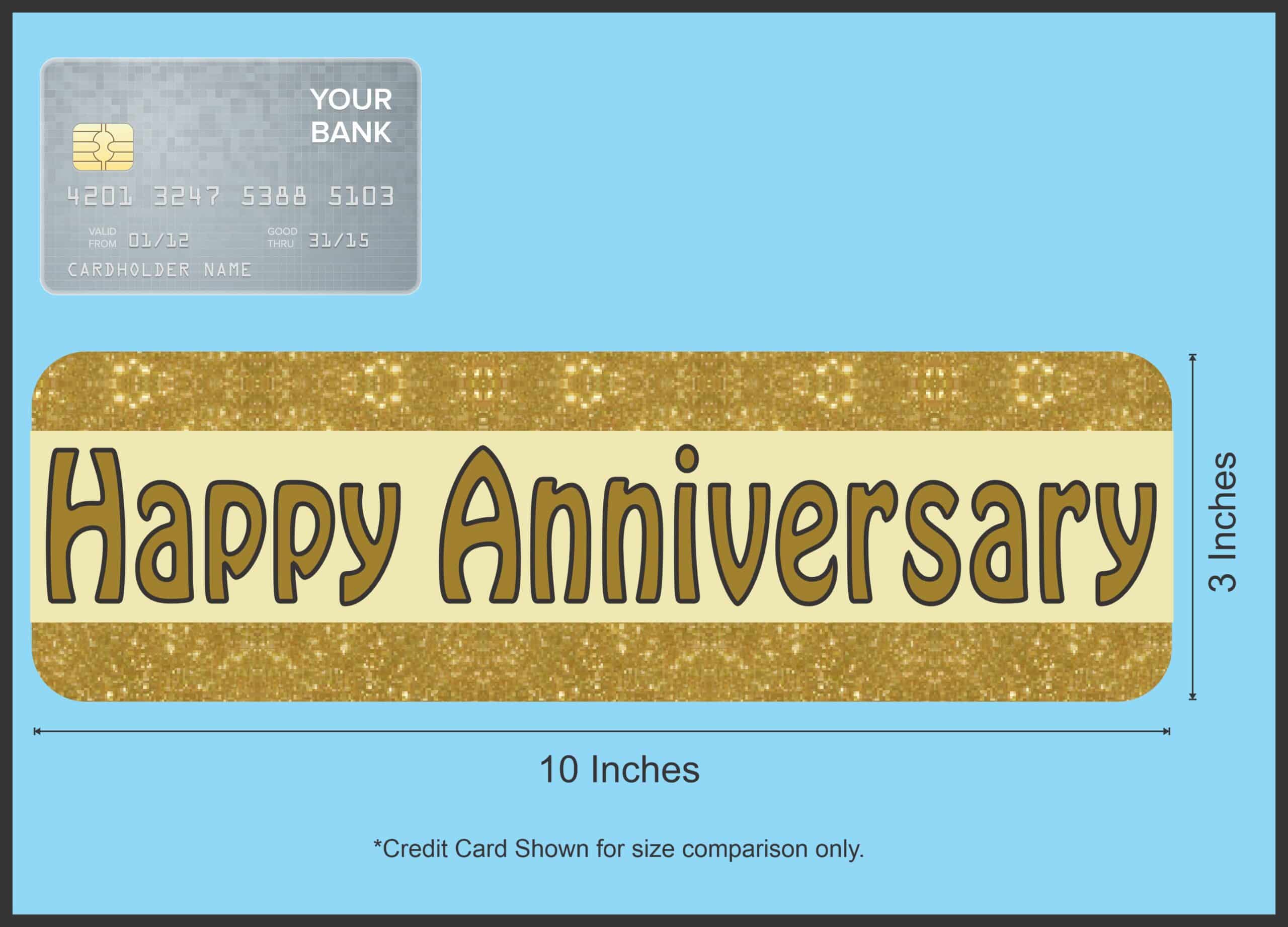 10in x 3in Gold Happy Anniversary Bumper Sticker Vinyl Decal Car Stickers