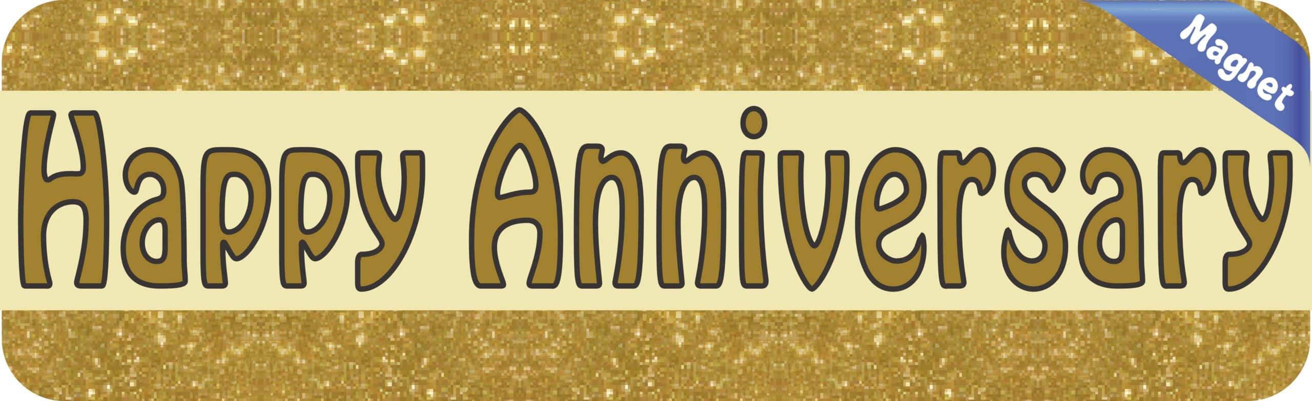 10in x 3in Gold Happy Anniversary Magnet Car Magnetic Truck