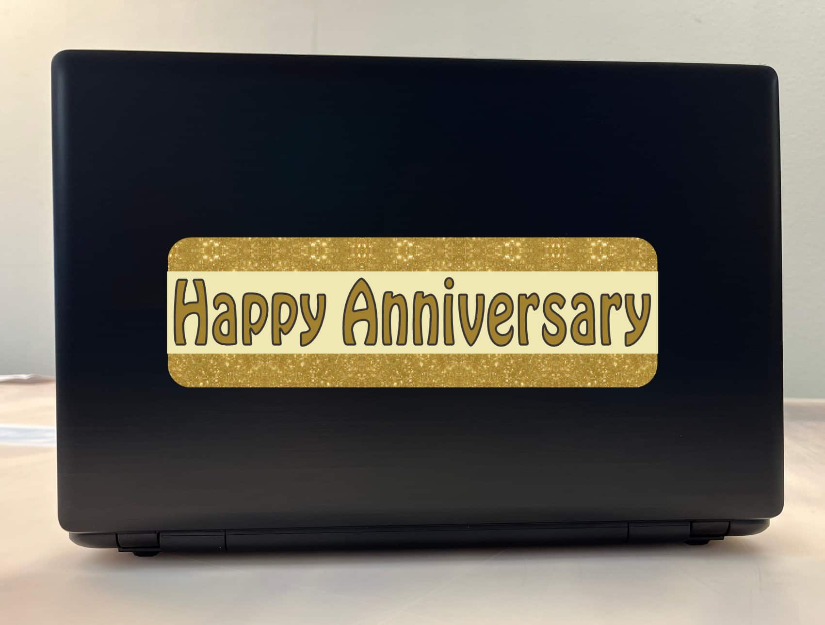 10in x 3in Gold Happy Anniversary Bumper Sticker Vinyl Decal Car Stickers