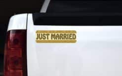 10in x 3in Gold Just Married Magnet Car Window Magnetic Truck